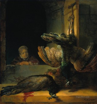  Rembrandt Pintura - Pavos reales muertos Rembrandt